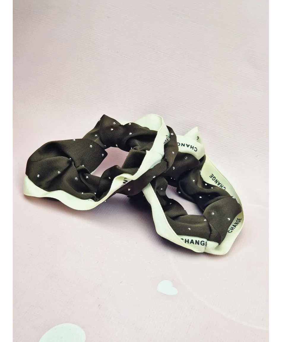 Gumki satynowe scrunchies z cyrkoniami- kolory