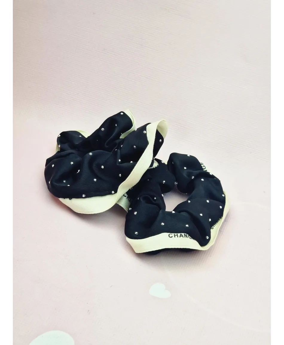 Gumki satynowe scrunchies z cyrkoniami- kolory