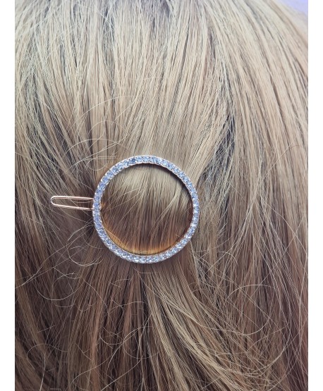 Spinka z kryształkami okrągła zapinana na kulkę-kolory