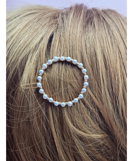 Spinka z perełkami okrągła zapinana na kulkę-kolory