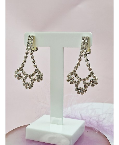 Klipsy srebrne wiszące z cyrkoniami