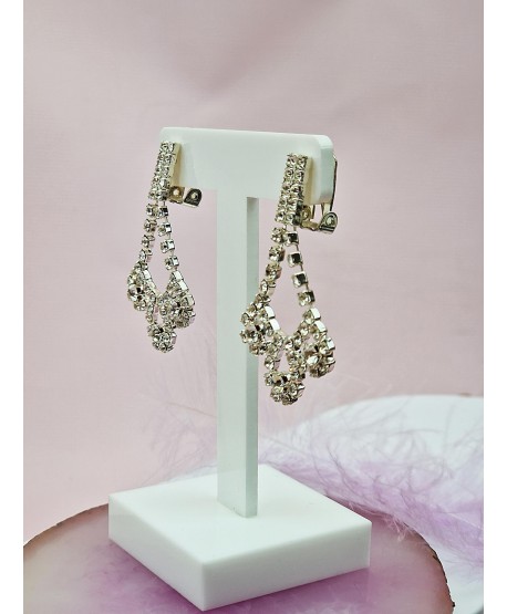 Klipsy srebrne wiszące z cyrkoniami