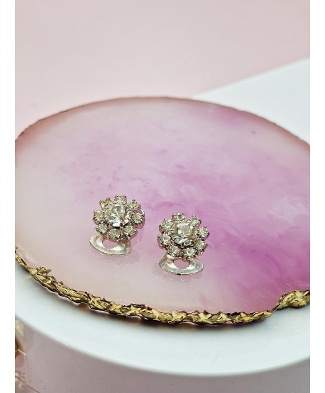 Klipsy srebrne błyszczące kwiatuszki