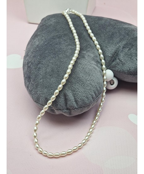 Naszyjnik z podłużnymi perełkami - ecru