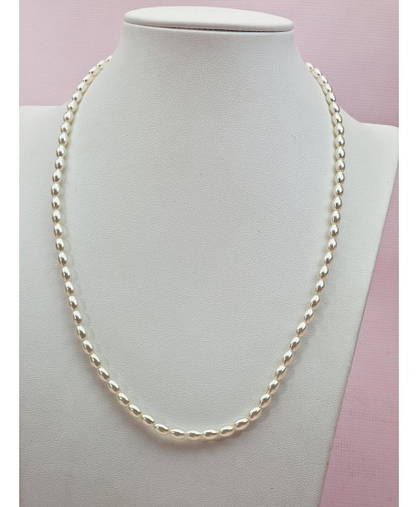 Naszyjnik z podłużnymi perełkami - ecru