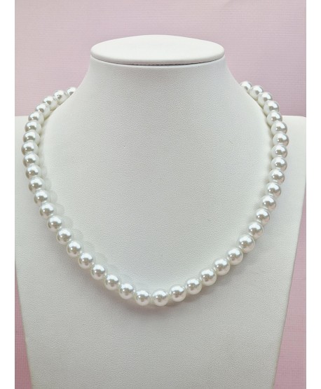 Naszyjnik z białymi perełkami- 0,8 cm