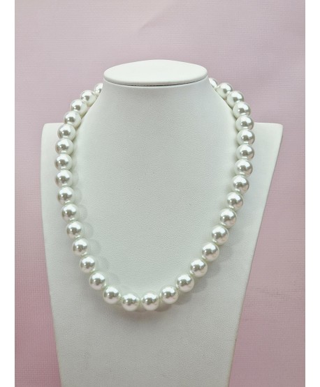 Naszyjnik z białymi perełkami- 1,2 cm