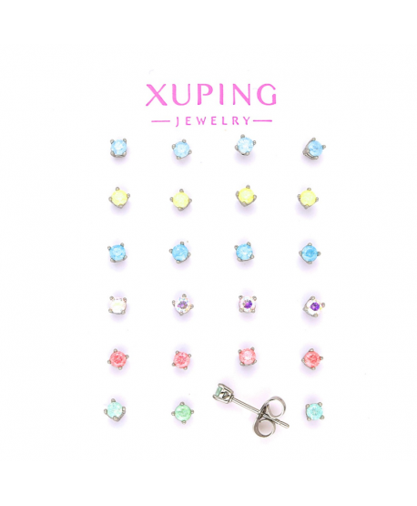 Kolczyki stal malutkie cyrkonie w pastelowych kolorach 3mm