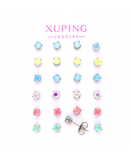 Kolczyki stal małe cyrkonie w pastelowych kolorach 4mm