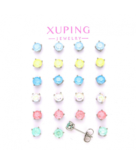 Kolczyki stal cyrkonie w pastelowych kolorach 5mm