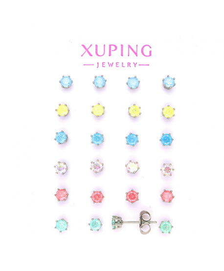 Kolczyki stal cyrkonie w pastelowych kolorach 5mm