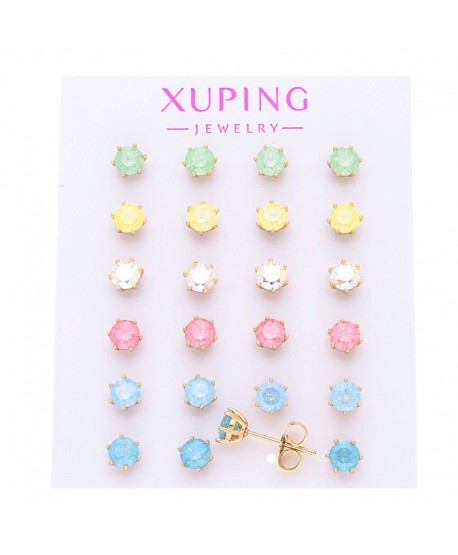 Kolczyki stal cyrkonie w pastelowych kolorach 5mm