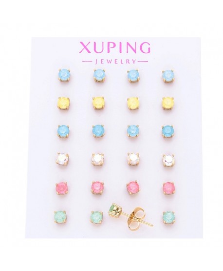 Kolczyki stal cyrkonie w pastelowych kolorach 3mm