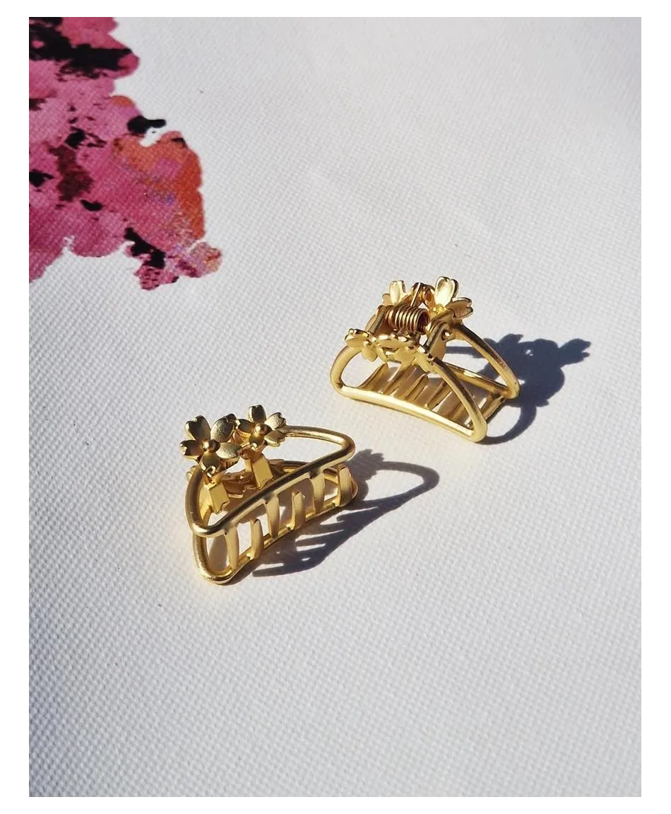 Spinki klamerki do włosów mini złote wzory