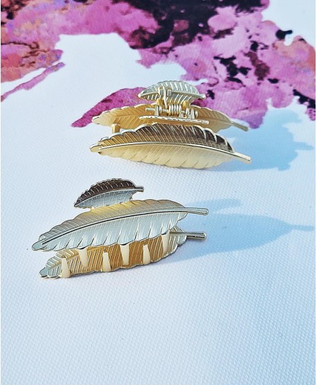 Spinki klamerki do włosów złoty listek