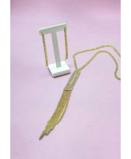 Wisior długi biżuteryjny złoty z kolczykami