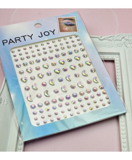 Kryształki naklejki na twarz- opalizujące cyrkonie