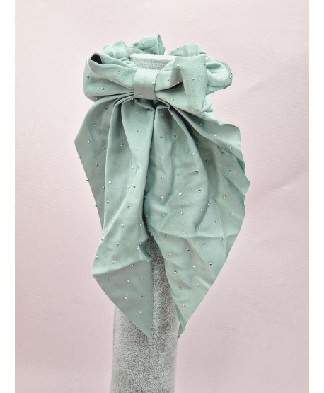 Gumka satynowa scrunchie z drobnymi cyrkoniami