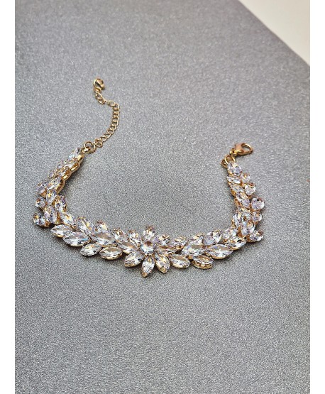 Bransoletka złota cyrkoniowe listki