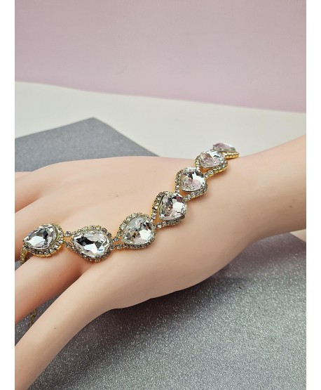 Bransoletka złota cyrkoniowe łezki