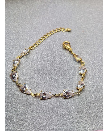 Bransoletka złota z cyrkoniami w kształcie łezki