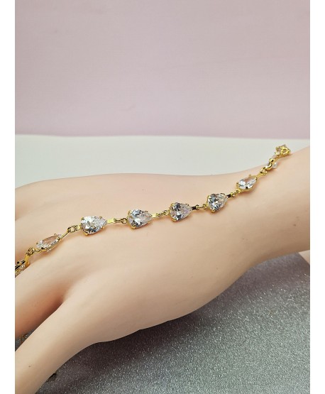 Bransoletka złota z cyrkoniami w kształcie łezki