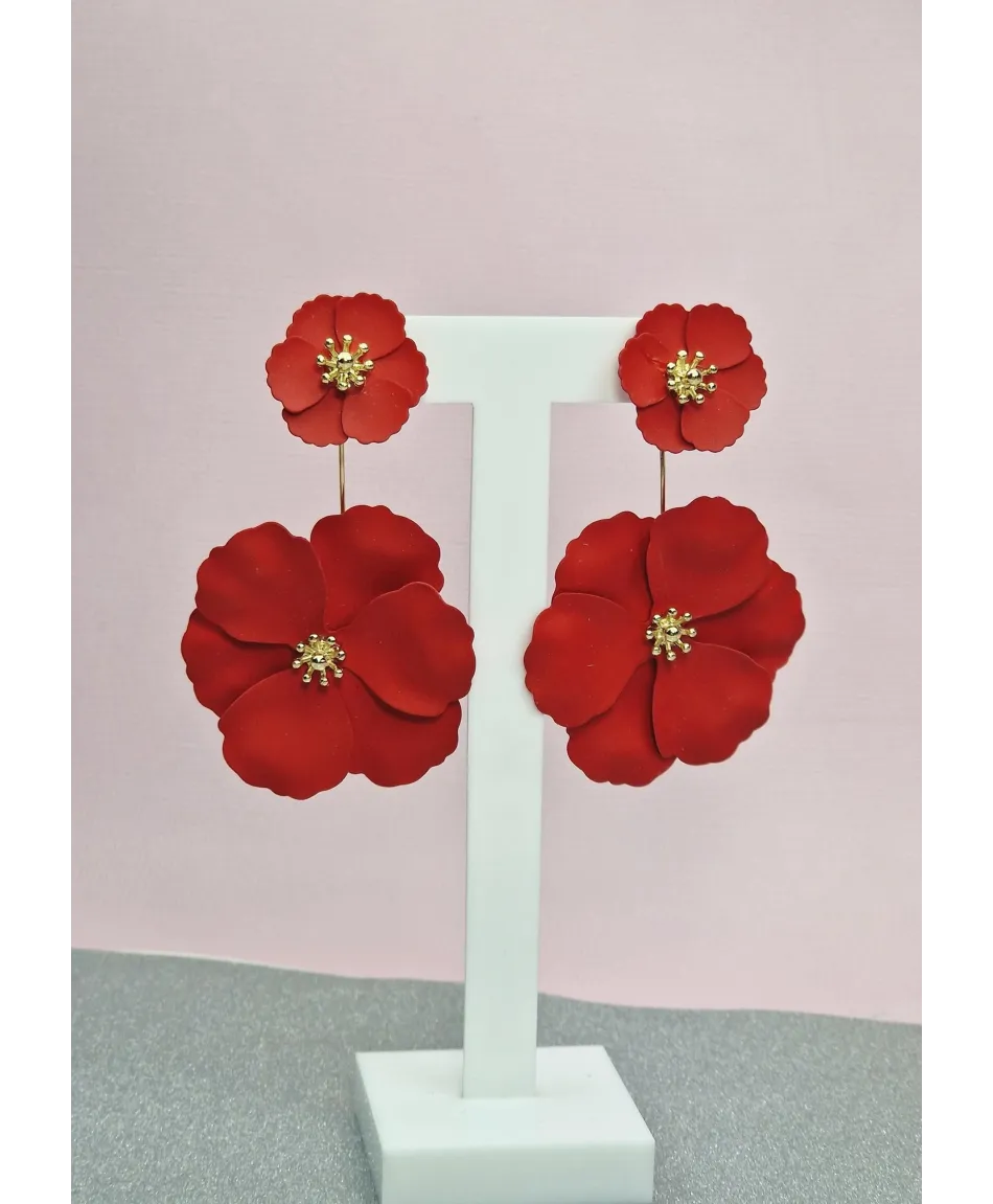 Kolczyki kwiatuszki  2w1- kolory