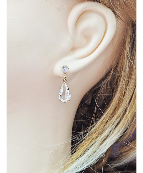 Kolczyki w kolorze złotym-wisząca łezka