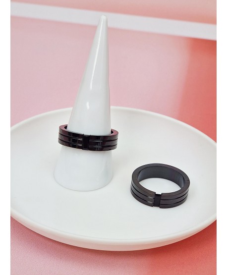 Pierścionek szeroka obrączka stal czarna