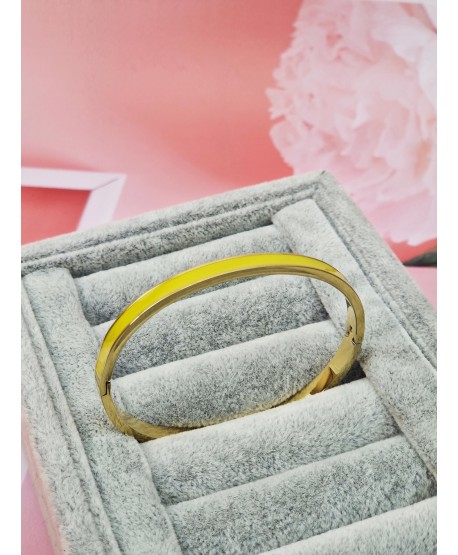 Bransoletka stal złota sztywna w kolorze musztardowym