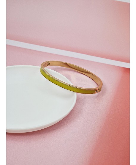 Bransoletka stal złota sztywna w kolorze musztardowym
