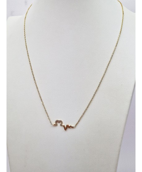 Naszyjnik celebrytka stal z linią życia i serduszkiem