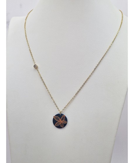 Naszyjnik celebrytka stal z niebieską zawieszką