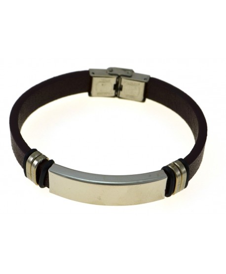 Bransoletka męska brązowa skóra