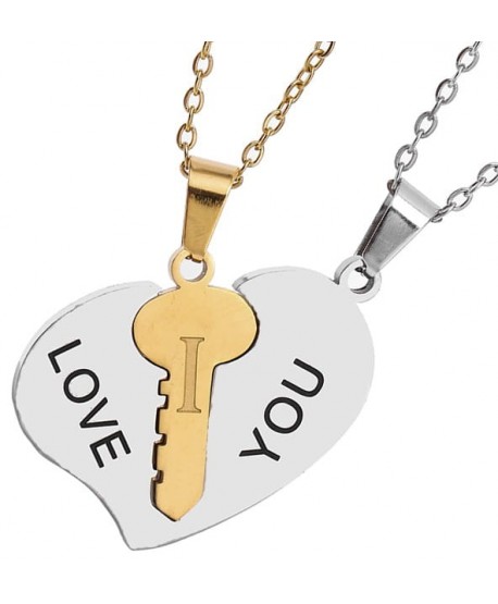 Naszyjniki przyjaźni 2 w 1 serduszko z kluczykiem