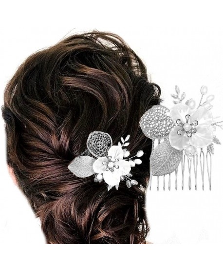 Grzebyk do włosów srebrny z białą emalią