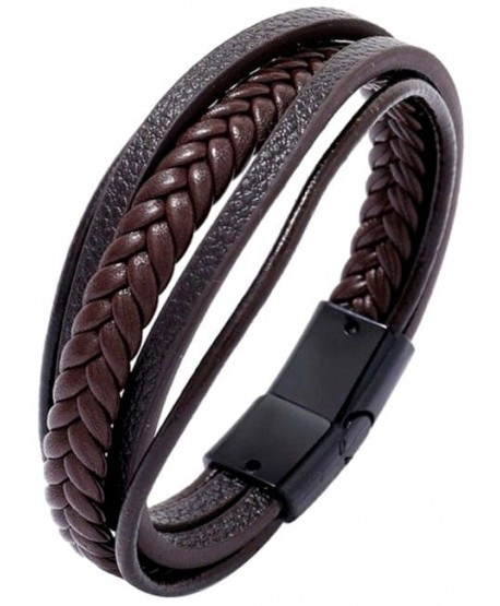 Bransoletka męska brązowa z plecionką