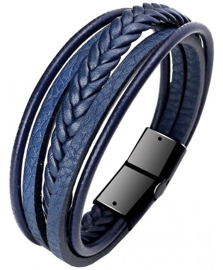 Bransoletka męska granatowa z plecionką