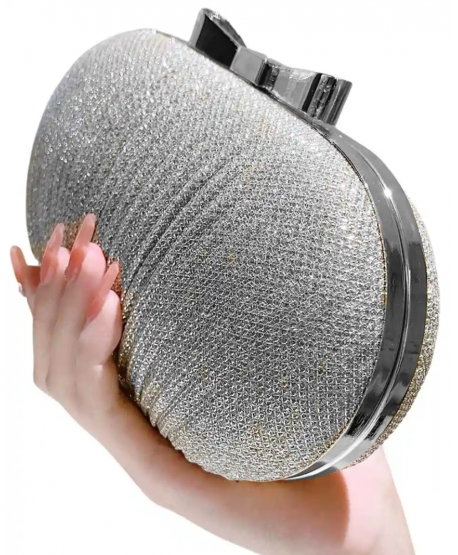 Torebka puzderko z brokatem srebrna