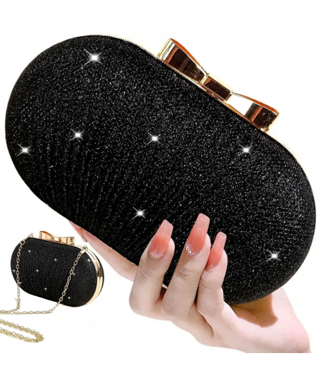 Torebka puzderko z brokatem czarna