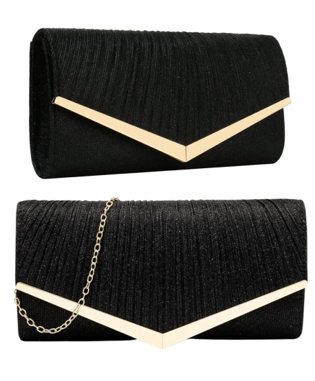 Torebka kopertówka czarna z lamówką