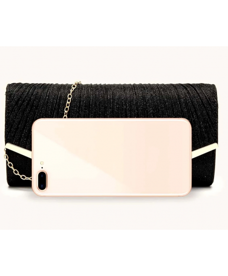 Torebka kopertówka czarna z lamówką