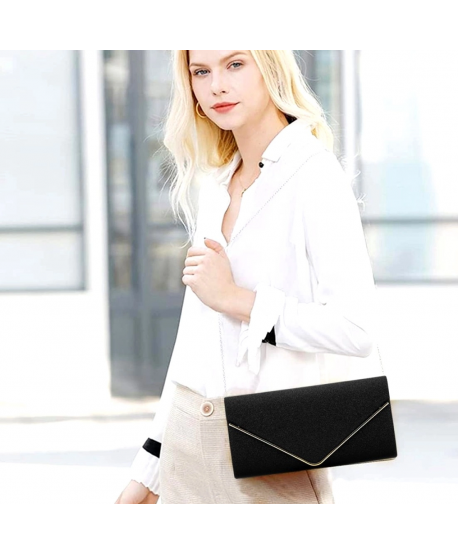 Torebka kopertówka czarna brokatowa ze srebrną lamówką