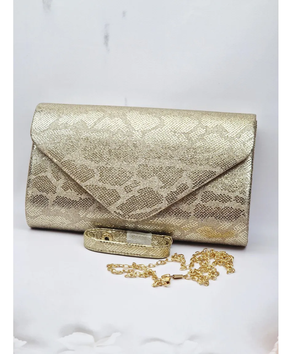 Torebka kopertówka przecierana ze wzorem złota