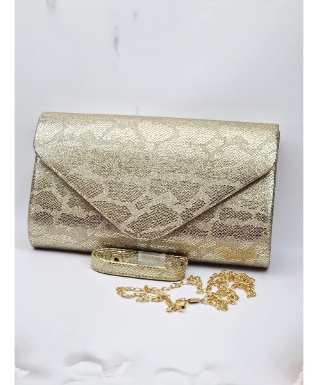 Torebka kopertówka przecierana ze wzorem złota