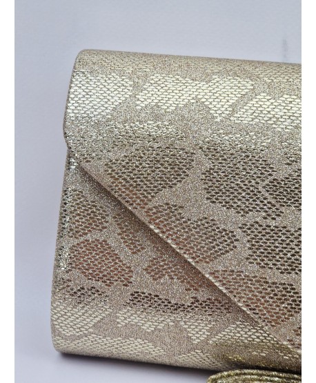 Torebka kopertówka przecierana ze wzorem złota