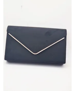 Torebka kopertówka zamszowa czarna ze srebrem