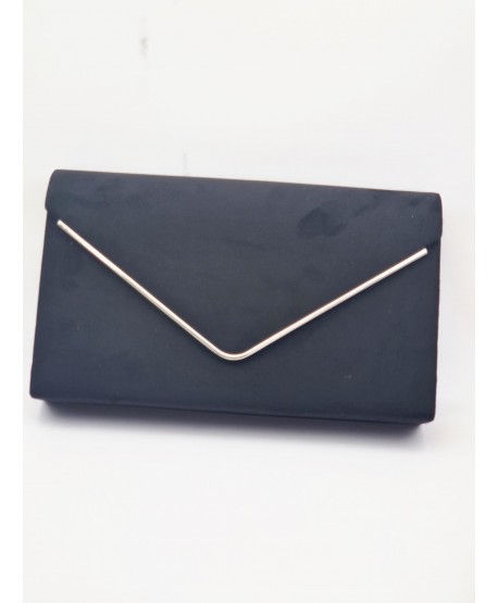 Torebka kopertówka zamszowa czarna ze srebrem