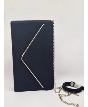 Torebka kopertówka zamszowa czarna ze srebrem