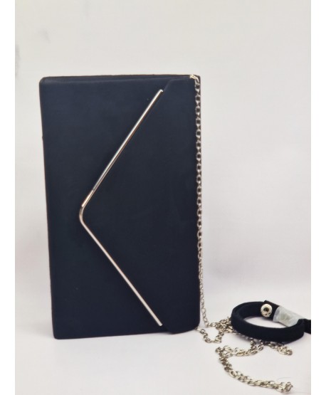 Torebka kopertówka zamszowa czarna ze srebrem